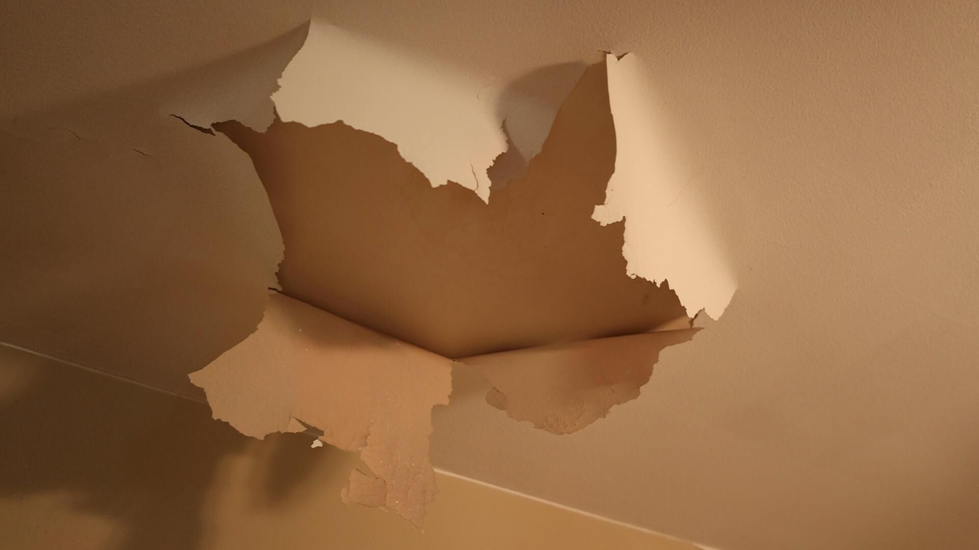 Ceiling damage inside home's kitchen